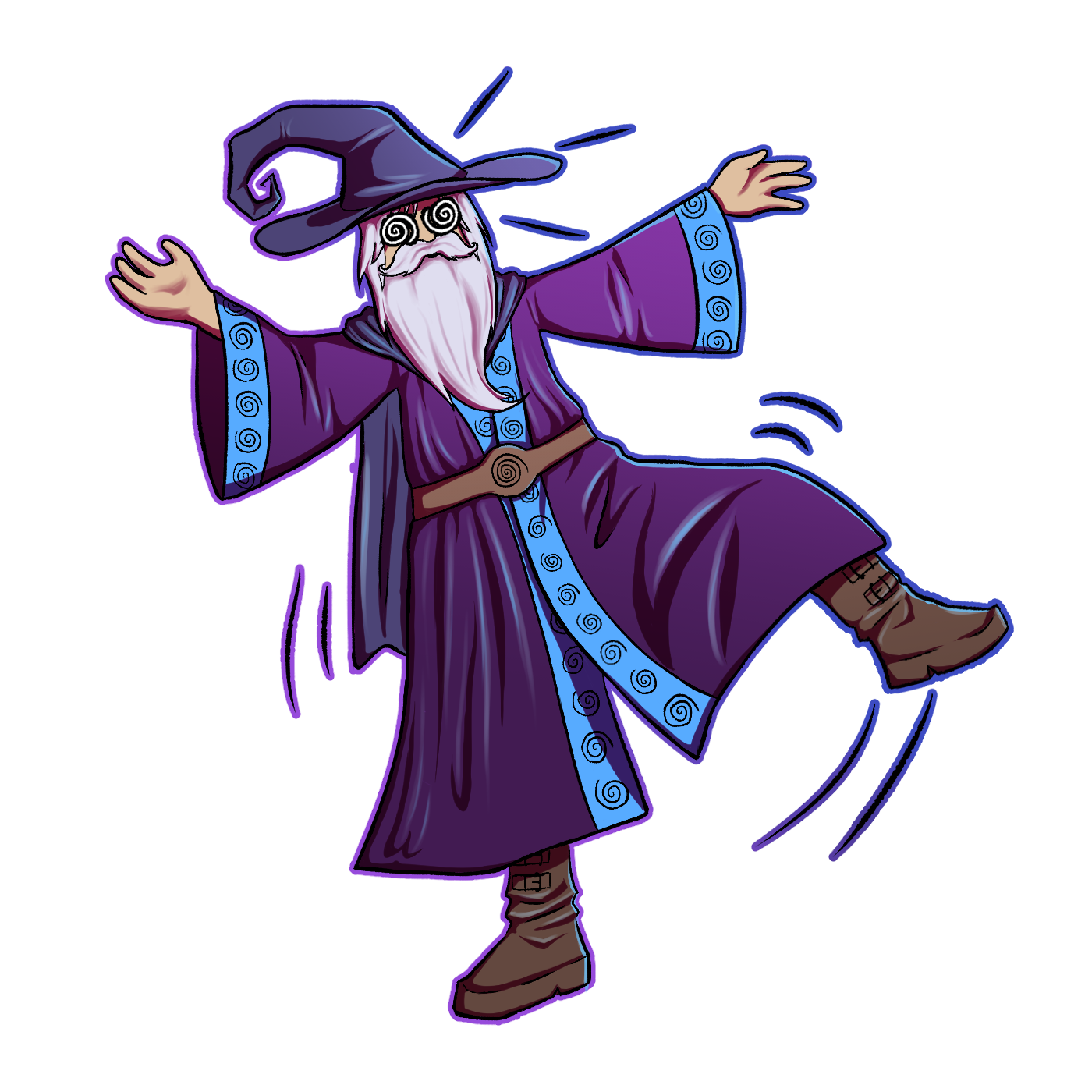 digital drawing of a wizard stumbling over