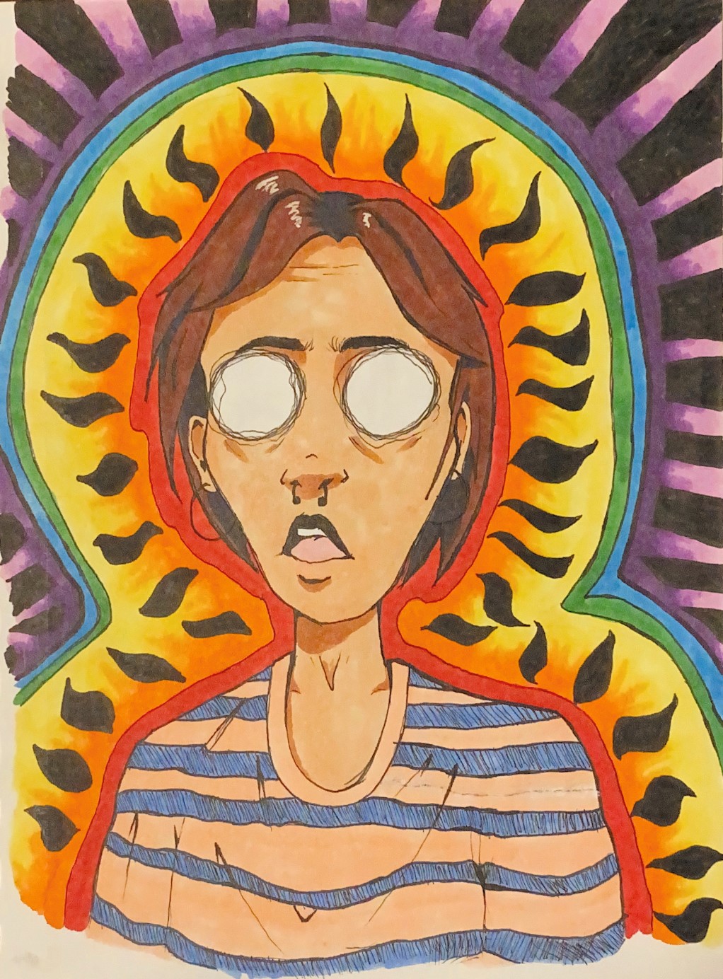 psychedelic style marker and ink drawing