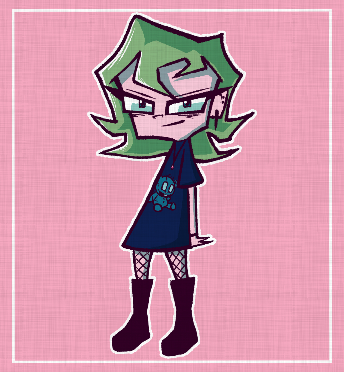 Digital drawing of myself in the style of Invader Zim